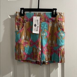 Colorful Geometric Patterned Shorts. Crazy Train